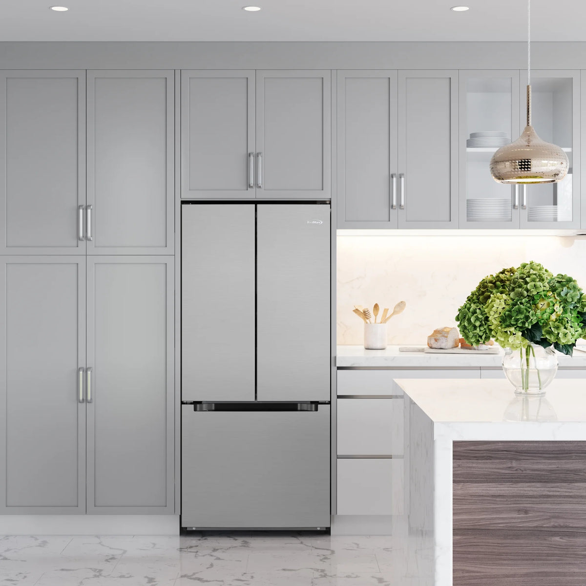 18.5 cu. ft. Stainless-Steel French Door Refrigerator in Silver, Auto Defrost, Energy Star, Digital Temperature Control
