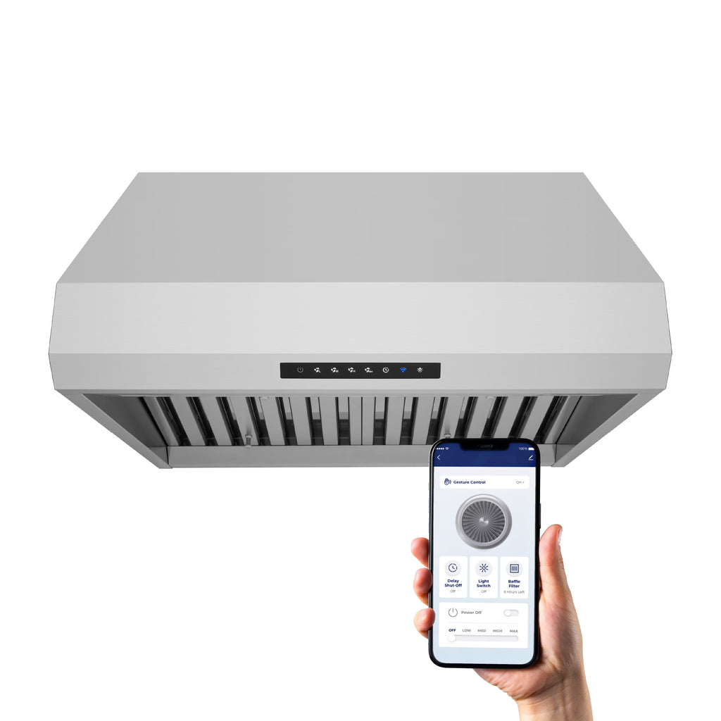 Hauslane | PRO Series PRO500 36" | Versitile Under Cabinet or Wall Mounted Range Hood | with Smart App Control and LED in Stainles Steel
