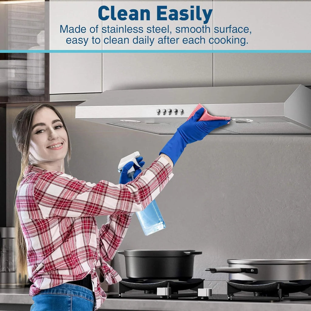 Under Cabinet Range Hood,Range Hood 30 inch Under Cabinet Stainless Steel Brushed,Ductless Range Hood Alterable to Ducted Ventilation,Stove Hood and Oven Vent Hood for Kitchen Cabinet