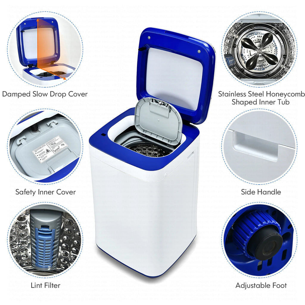Costway 7.7 lbs Compact Full Automatic Washing Machine W/Heating Function Pump