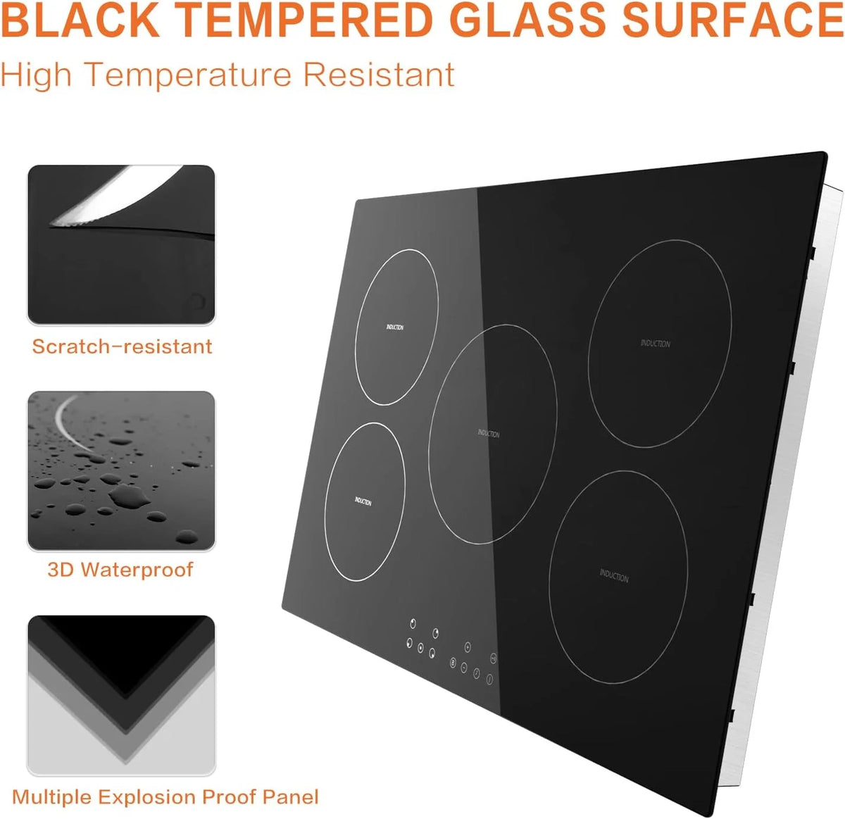 Homtone 30 Inch Electric Cooktop 4 Burners Built-in Electric Stovetop -Timer & Child Safety Lock