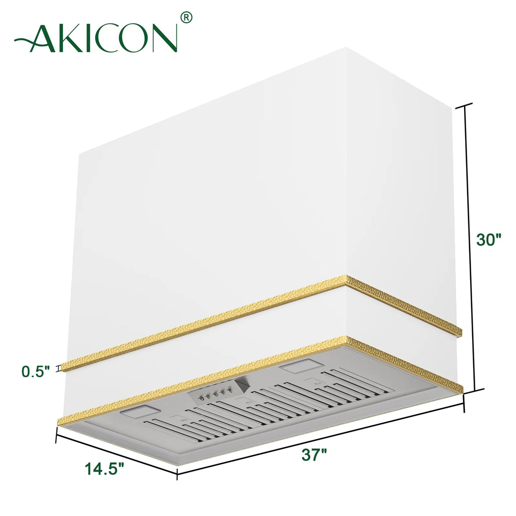 Akicon Range Hood 36 Inch, Ultra Quite Stainless Steel Kitchen Hood, Wall Mount Square Vent Hood with LED Light and Dishwasher-Safe Filters, Hood Vents for Kitchen, 3 Speeds, 600 CFM (AK-HS36HB-SWG)
