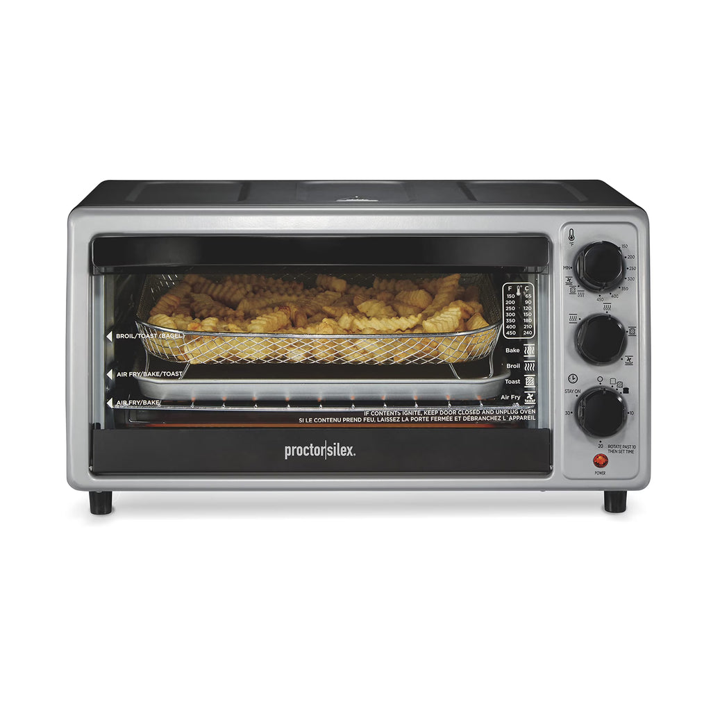 Simply-Crisp Air Fryer Toaster Oven Combo with 4 Functions Including Convection, Bake & Broil, Fits 6 Slices or 12�� Pizza, Auto Shutoff, Black (31275)
