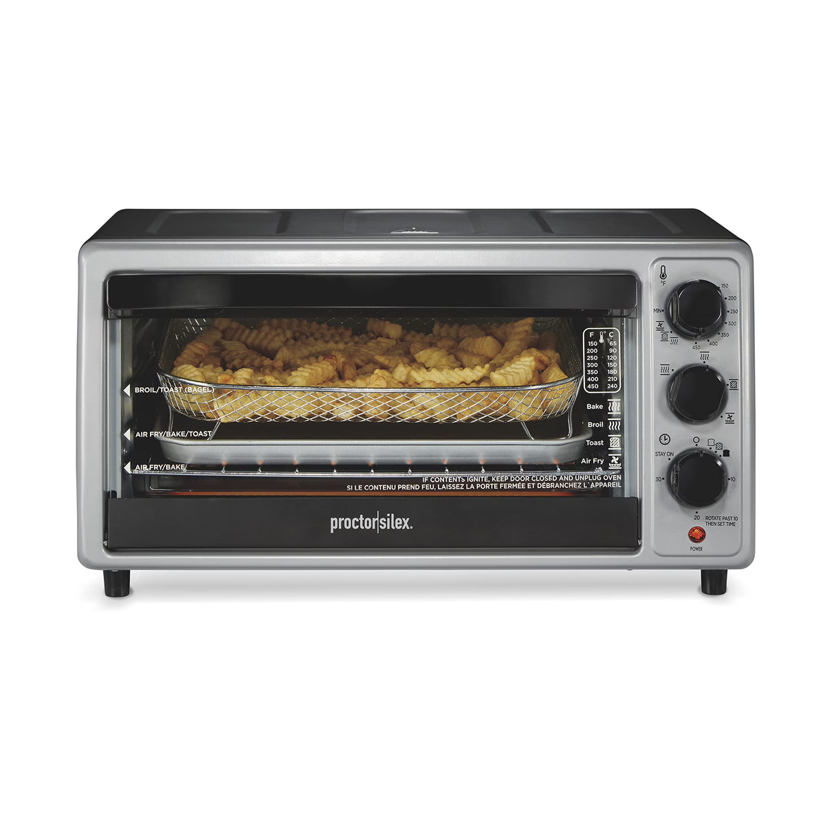 Simply-Crisp Air Fryer Toaster Oven Combo with 4 Functions Including Convection, Bake & Broil, Fits 6 Slices or 12�� Pizza, Auto Shutoff, Black (31275)