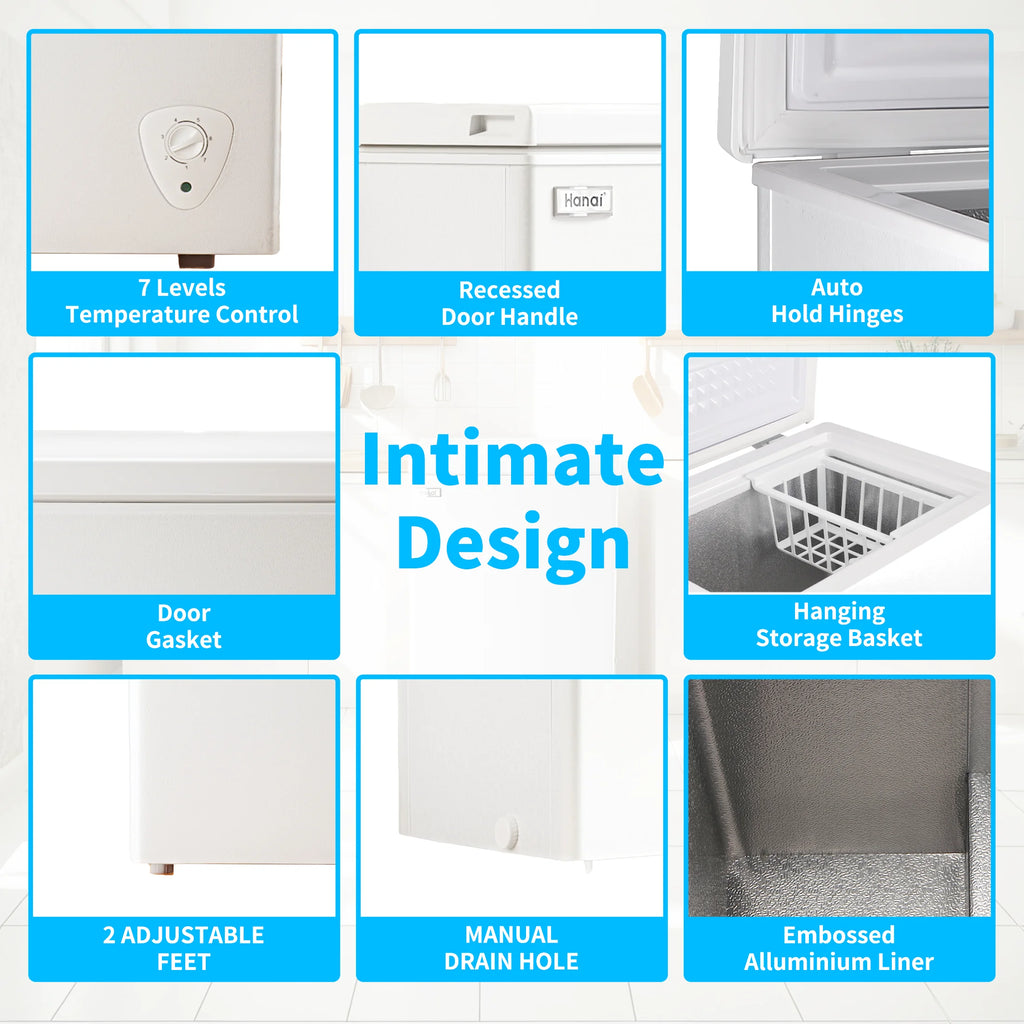 WANAI 3.5 Cu.ft,Chest Freezer,Deep Freezer,Removable Storage Basket Freezer,White