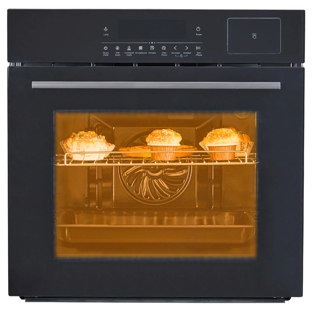Aoile 24" Single Wall Oven, 3000W 2.5 Cu.Ft. Built-in Electric Oven with 4 Cooking Functions & 108 Automatic Recipes