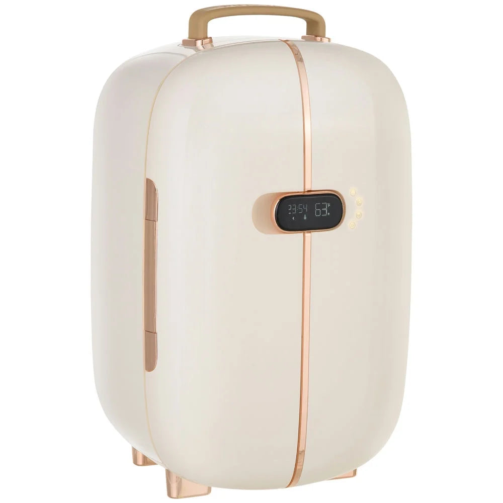 Spaco Portable Skincare Fridge with LED Display, 12L Mini Fridge for Beauty, Makeup and Cosmetics, Small Refrigerator Cooler for Desktop, White