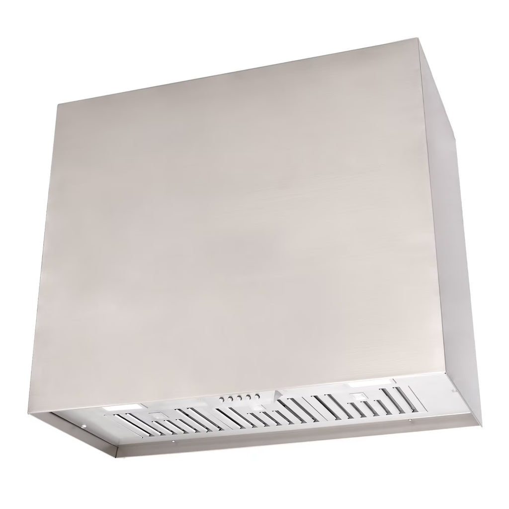 Akicon Stainless Steel Range Hood, Modern Box Kitchen Hood with Powerful Vent Motor, Wall Mount, 30��W*30��H*14D, Signal White