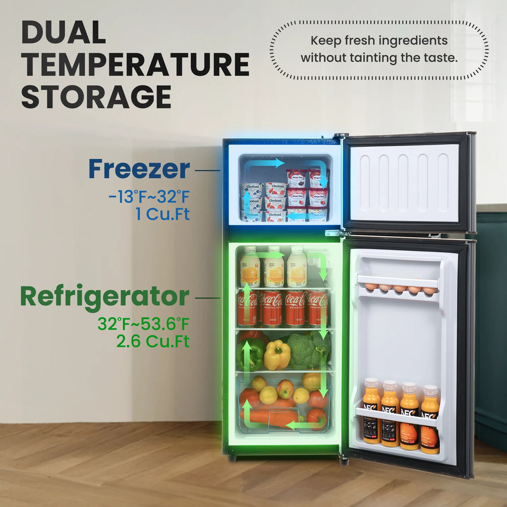 MaxKare 3.6 cu.ft Mini Fridge with Freezer, Perfect for Dorm, Small Spaces, Large Capacity, Energy Efficient- Dark Gray