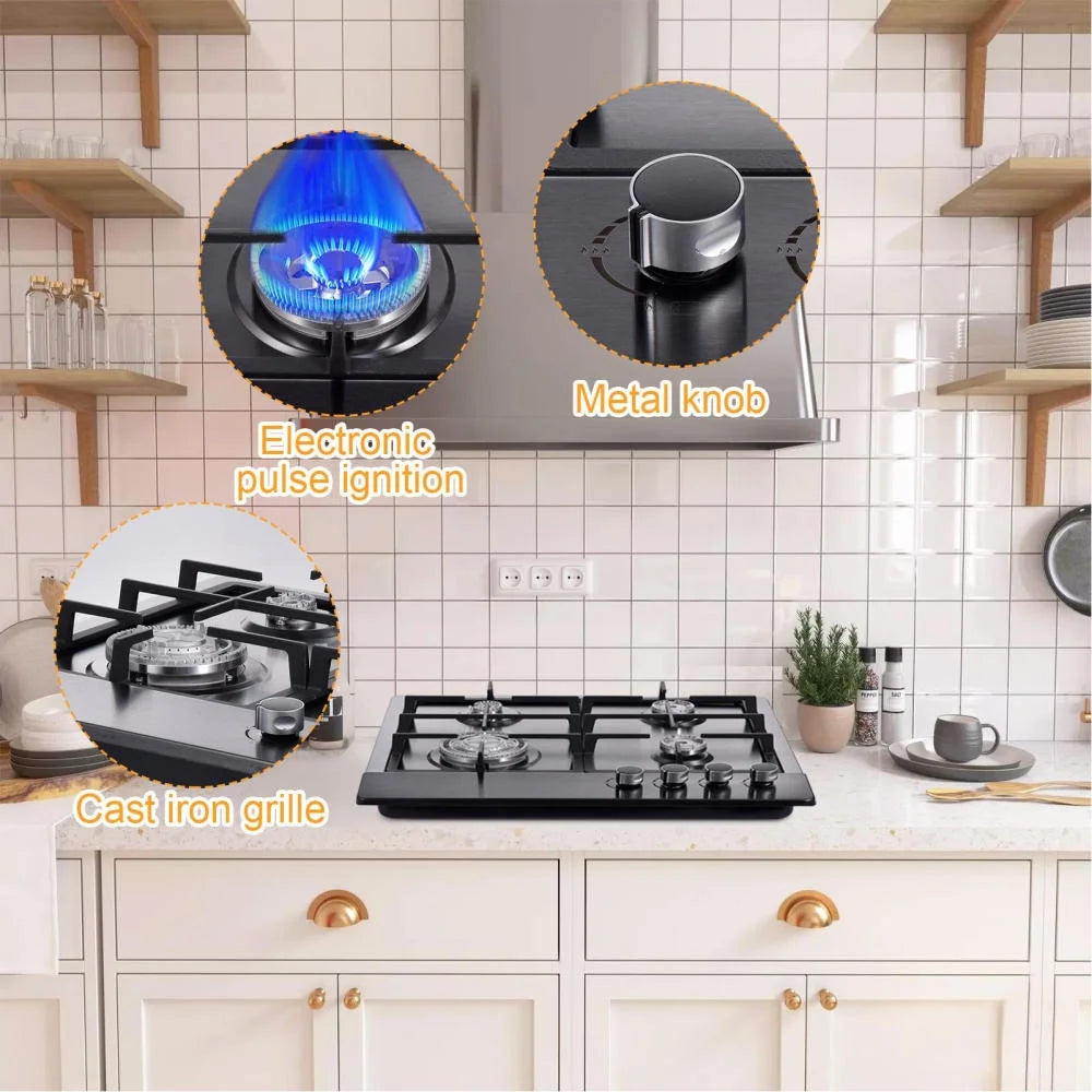 Tohu Stainless Steel Stove 3.3kW 5-Burner Closed Chassis Propane Cooktop for Outdoor/Indoor Cooking