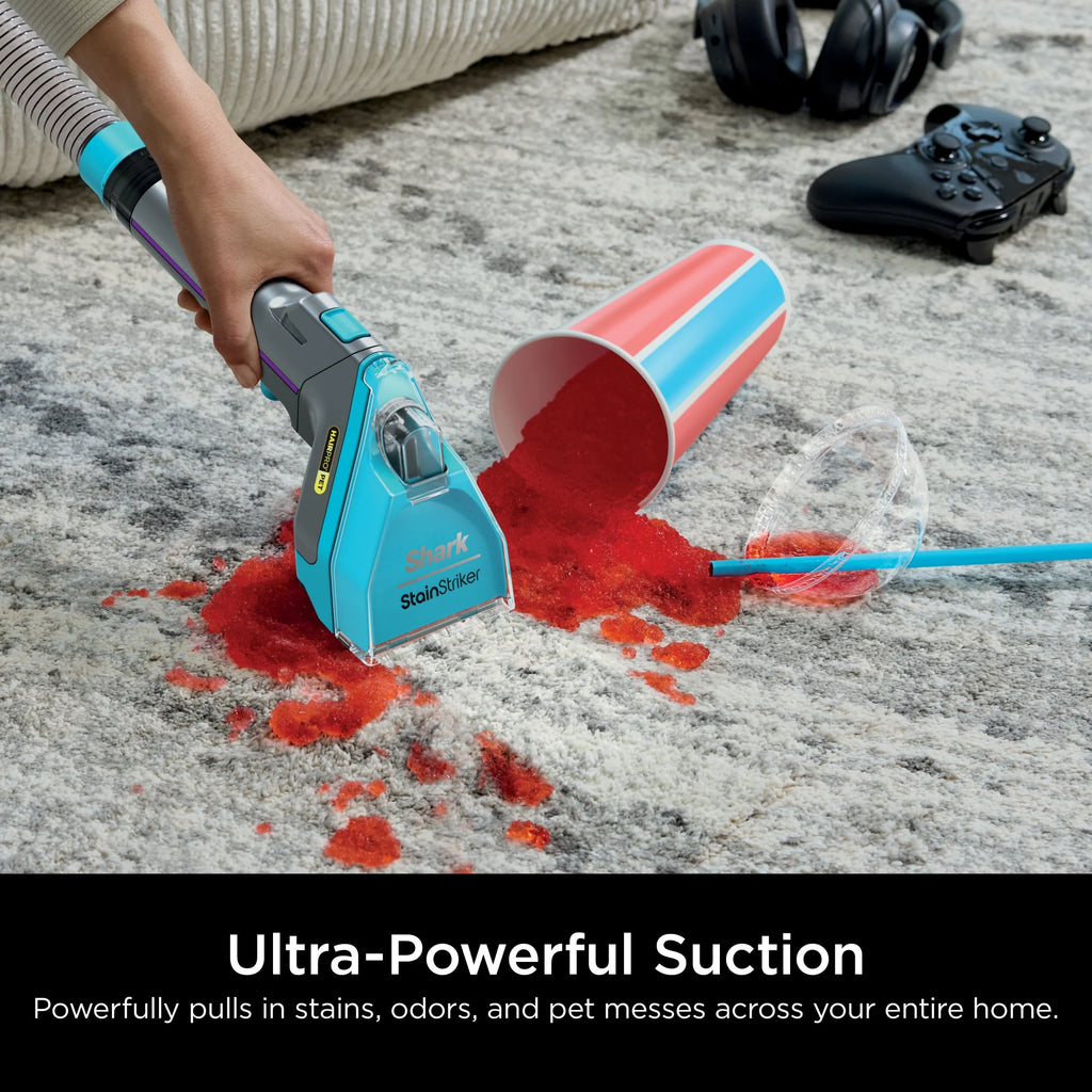 Shark StainStriker HairPro Carpet and Upholstery Cleaner, Portable with 3 Tools, 6oz Deep Clean Pro Formula and 12oz OXY Multiplier Formula, PX250 Dark Silver/Fuchsia
