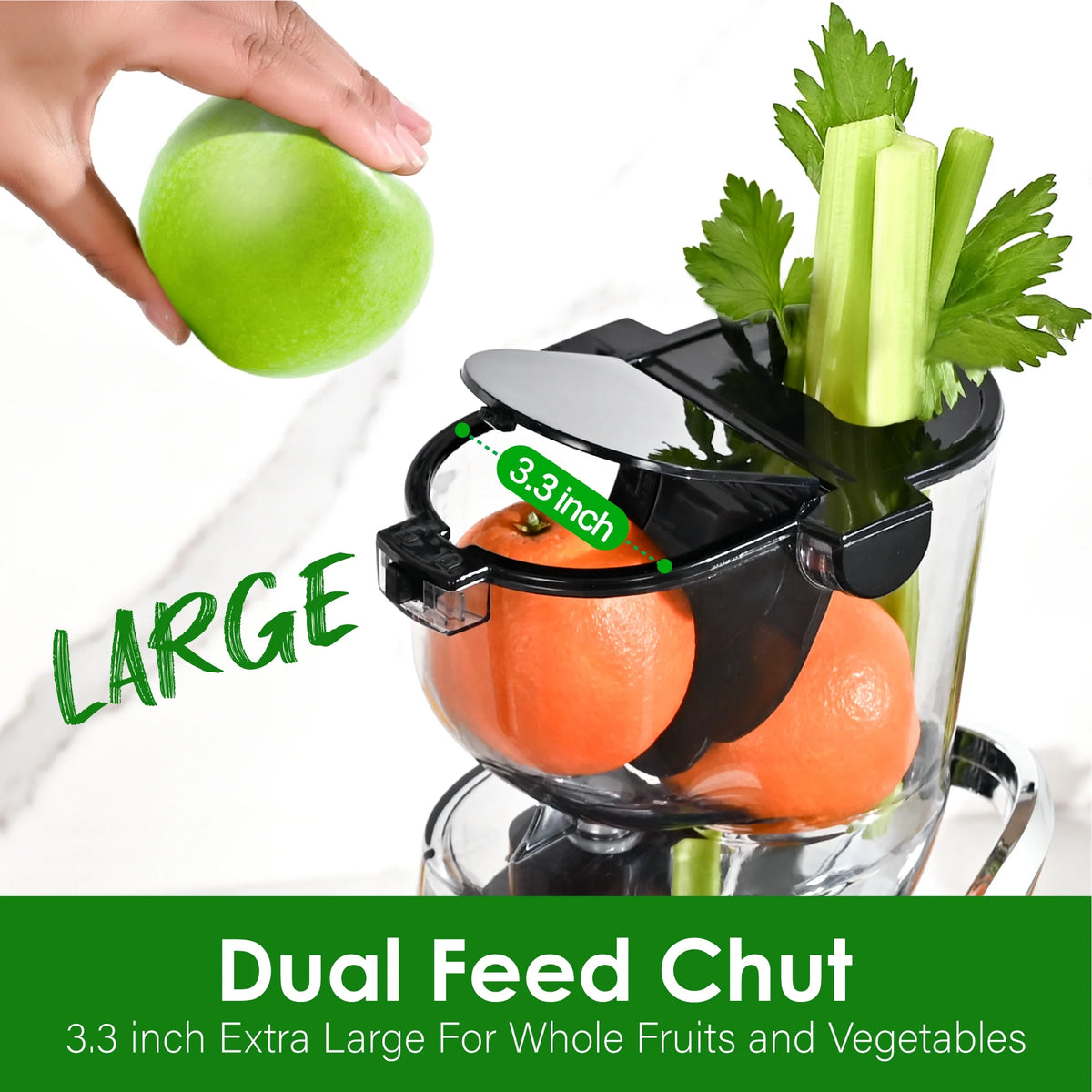 Kitchen in the Box Cold Press Juicer Machines With 3.26" Wide Feed Chute, Slow Masticating Juicer Machine for Whole Fruits and Vegetables, BPA-Free, High Juice Yield Juicer Maker (Silver)