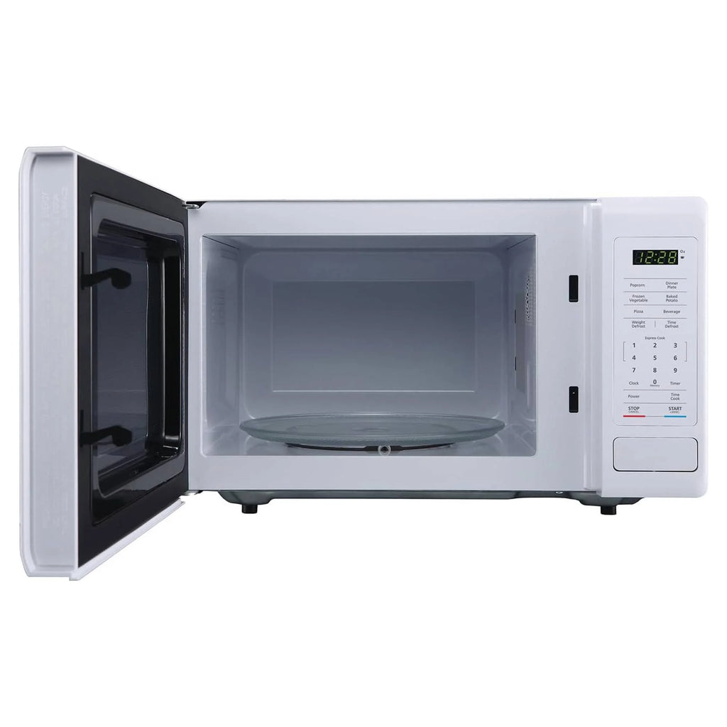 Open Box Magic Chef 0.9 Cubic Feet 900 Watt Stainless Microwave Oven, White