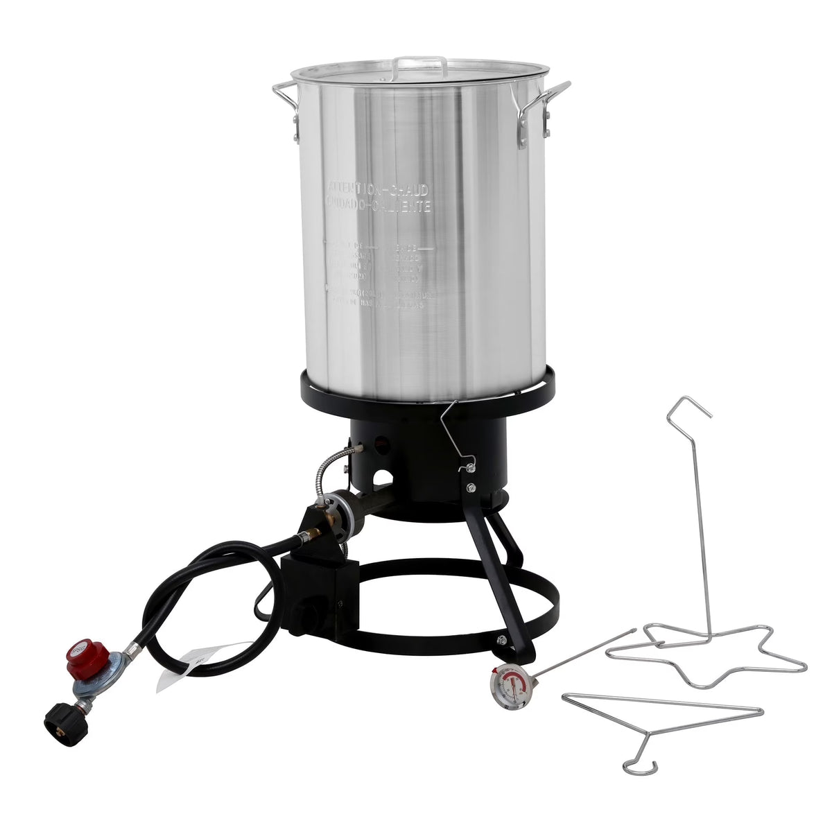Red Mountain Valley 30 Qt Outdoor Camping Turkey Fryer with Basket, Large Outdoor Propane Cooking Equipment for Turkey, Chicken Wings, Fish and Seafood,.50,000 BTU Burner