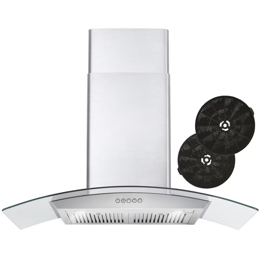 30 in. Vista Collection Ductless Wall Mount Range Hood, Button Controls, LED Lights, Stainless Steel
