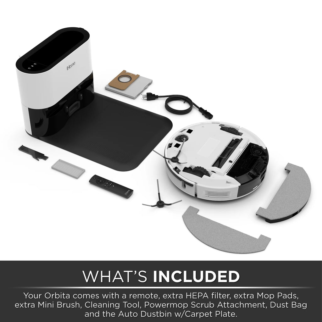 iHome Orbita Pro LIDAR Robot Vacuum + Mop with Auto Empty Base