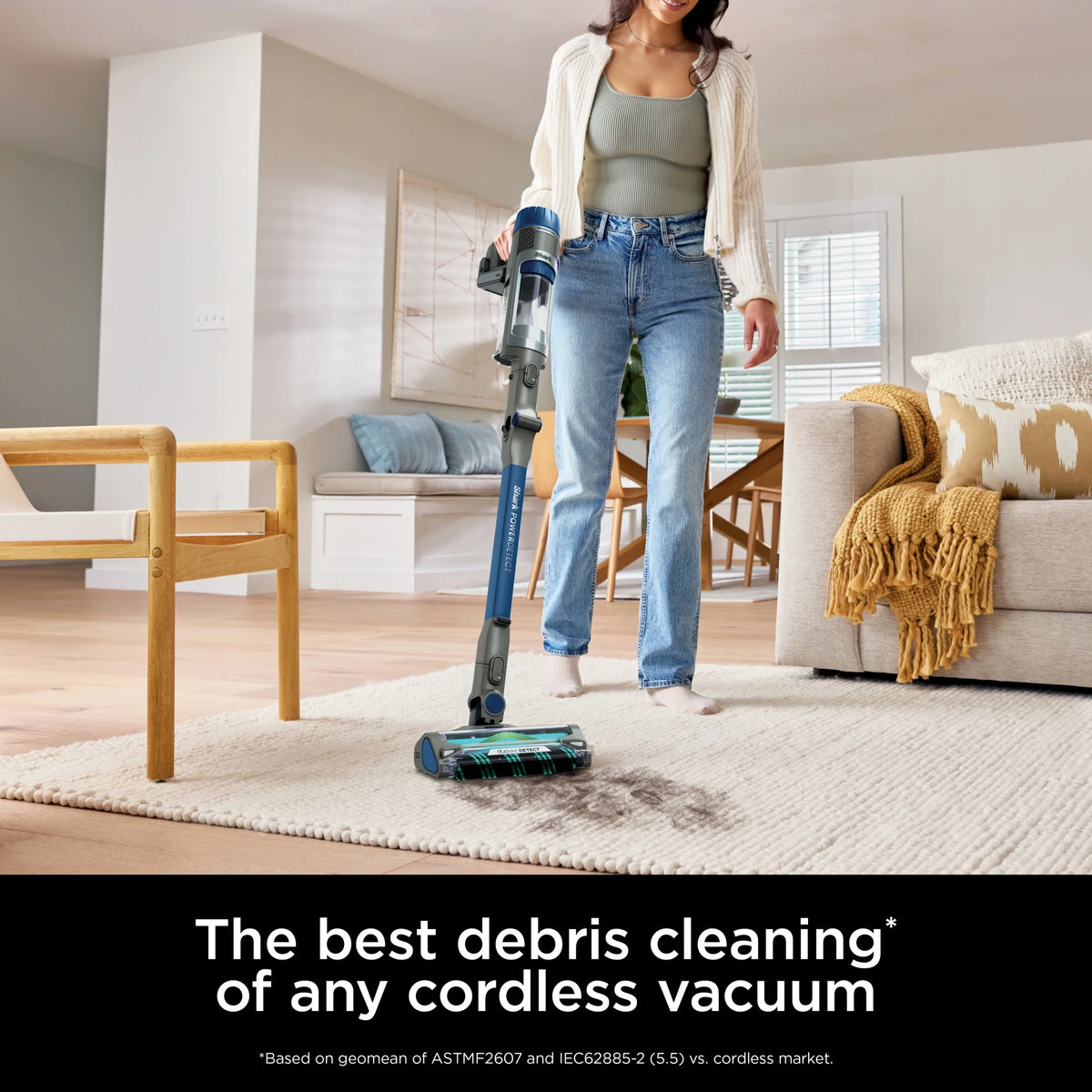 Shark PowerDetect Cordless Stick Vacuum, Multi-Surface, with DuoClean Detect Nozzle and MultiFLEX Wand, Up to 60 Mins Runtime, IP1250 Blue
