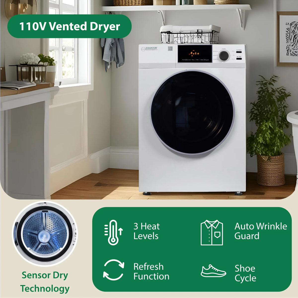 Equator Advanced Appliances 4.0 cu ft High-Efficiency Compact Stacked Washing Machine