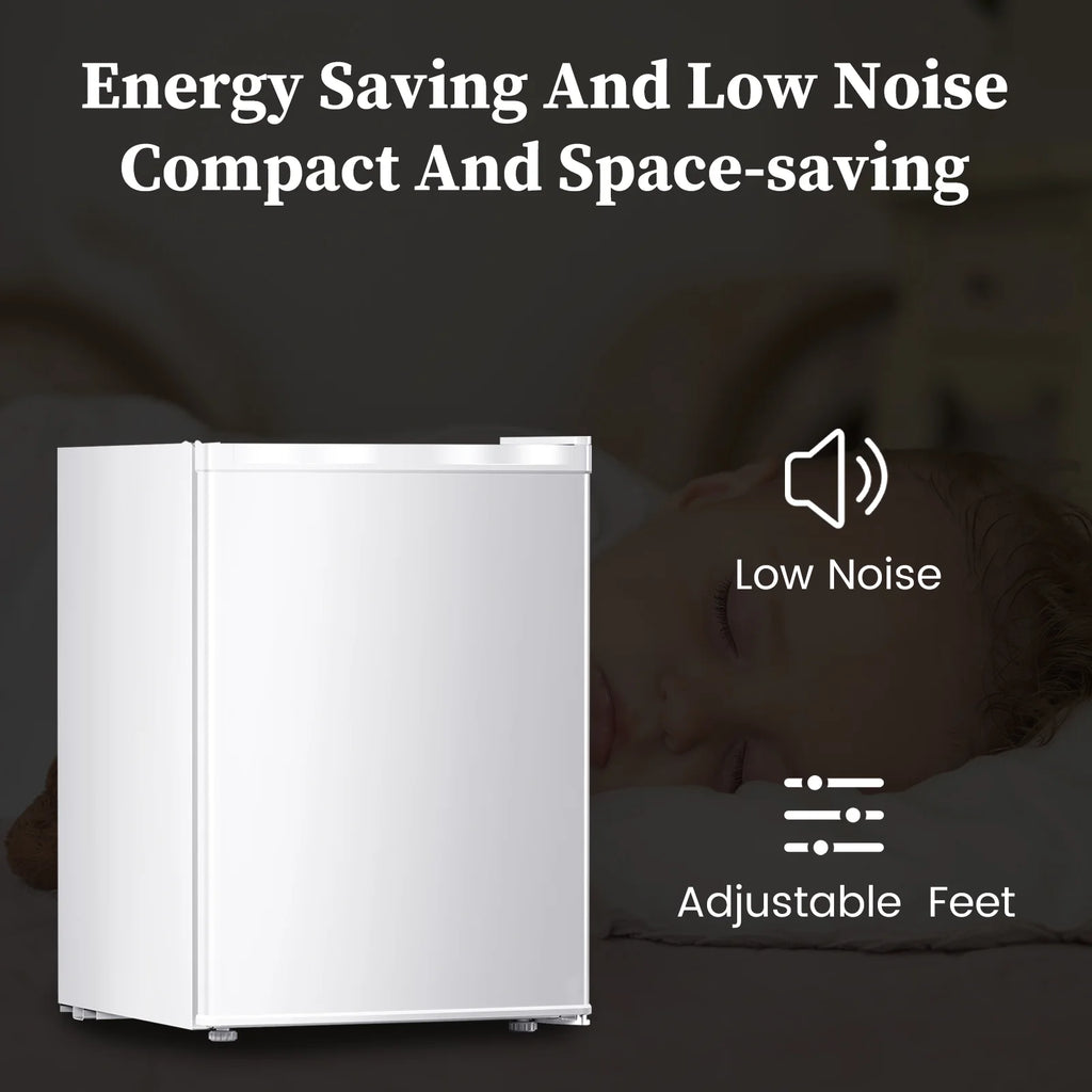 KNDKO 2.6Cu.ft Upright Freezer, Mini Freezer with Reversible Single Door, Removable Shelves, Adjustable Thermostat for Home/Kitchen/Office, Silver