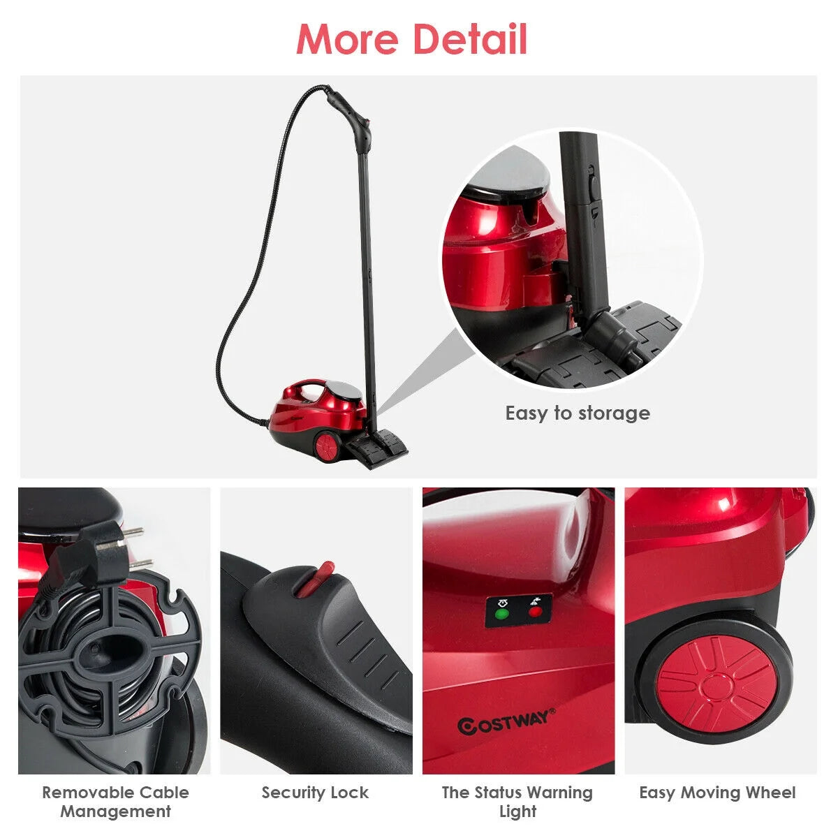 Costway 2000W Heavy Duty Steam Cleaner Mop Multi-Purpose W/19 Accessories 4.0 Bar 1.5L