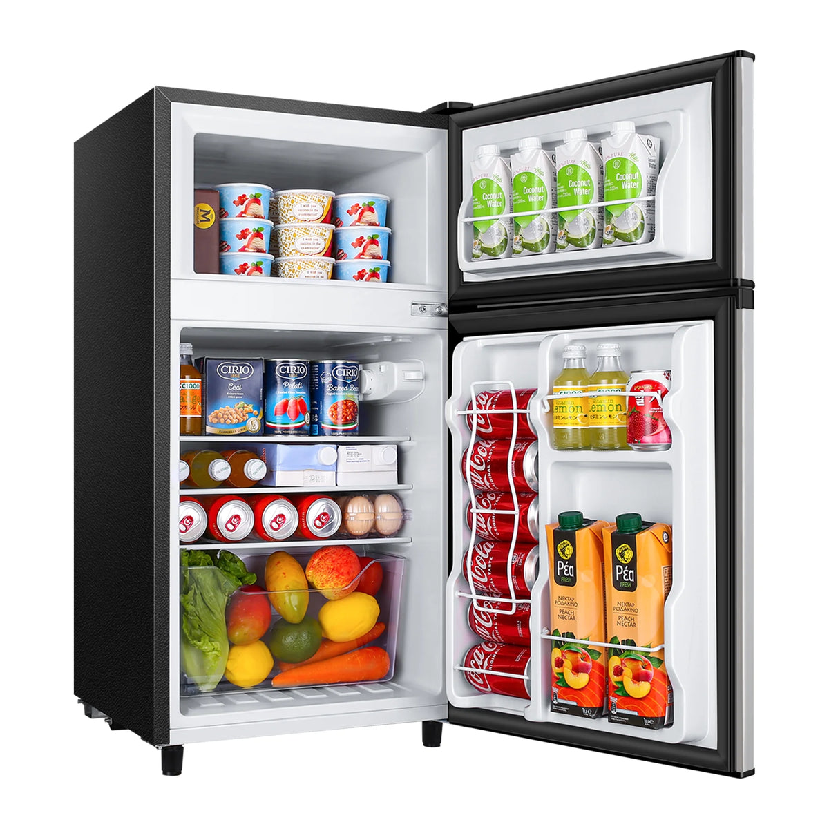 2 Door Mini Fridge with Freezer,3.5Cu.ft Small Freezer,7 Adjustable Thermostat,Blue,New