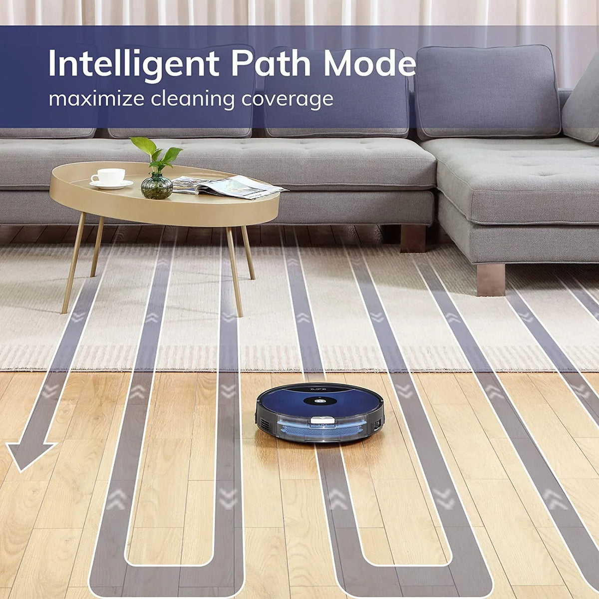 ILIFE A80 Max-W Robot Vacuum Cleaner, 2000Pa, Wi-Fi, 2-in-1 Roller Brush, Route Planning, Hard Floors and Medium Carpets