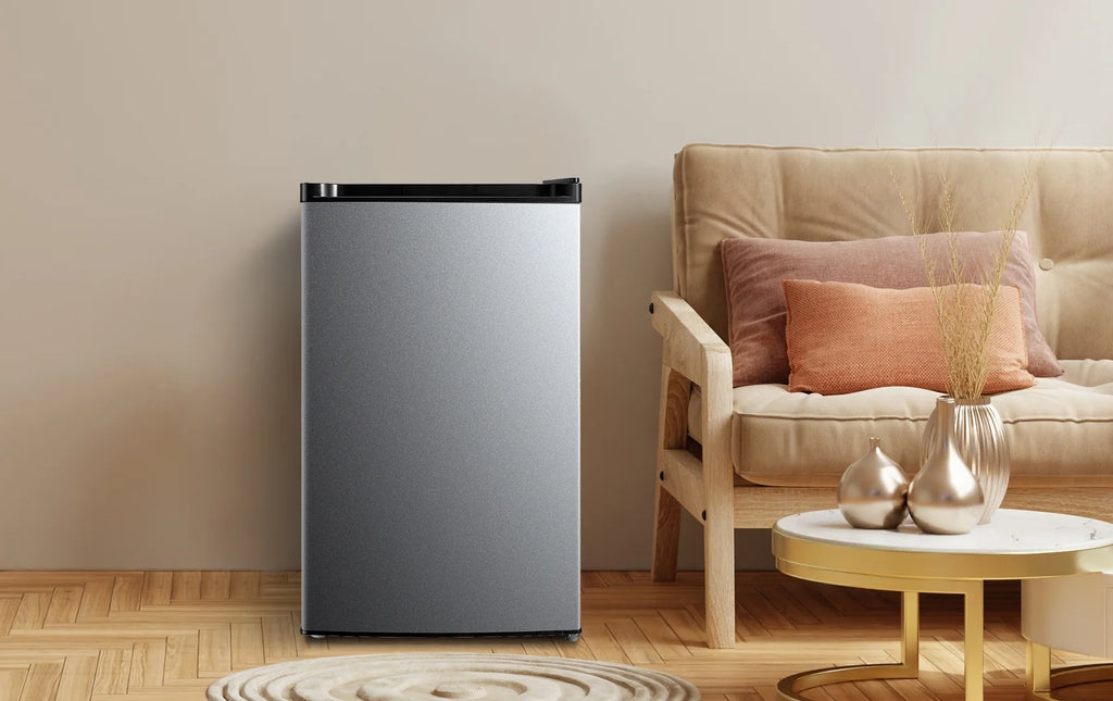 Mainstays 4. 4 Cu. ft. Single Door Mini Refrigerator, Stainless Steel Look