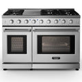 Spaco 48 Inches Freestanding Natural Gas Range with 7 Burners Cooktop, Gas Cooktop for Kitchen, Stainless Steel