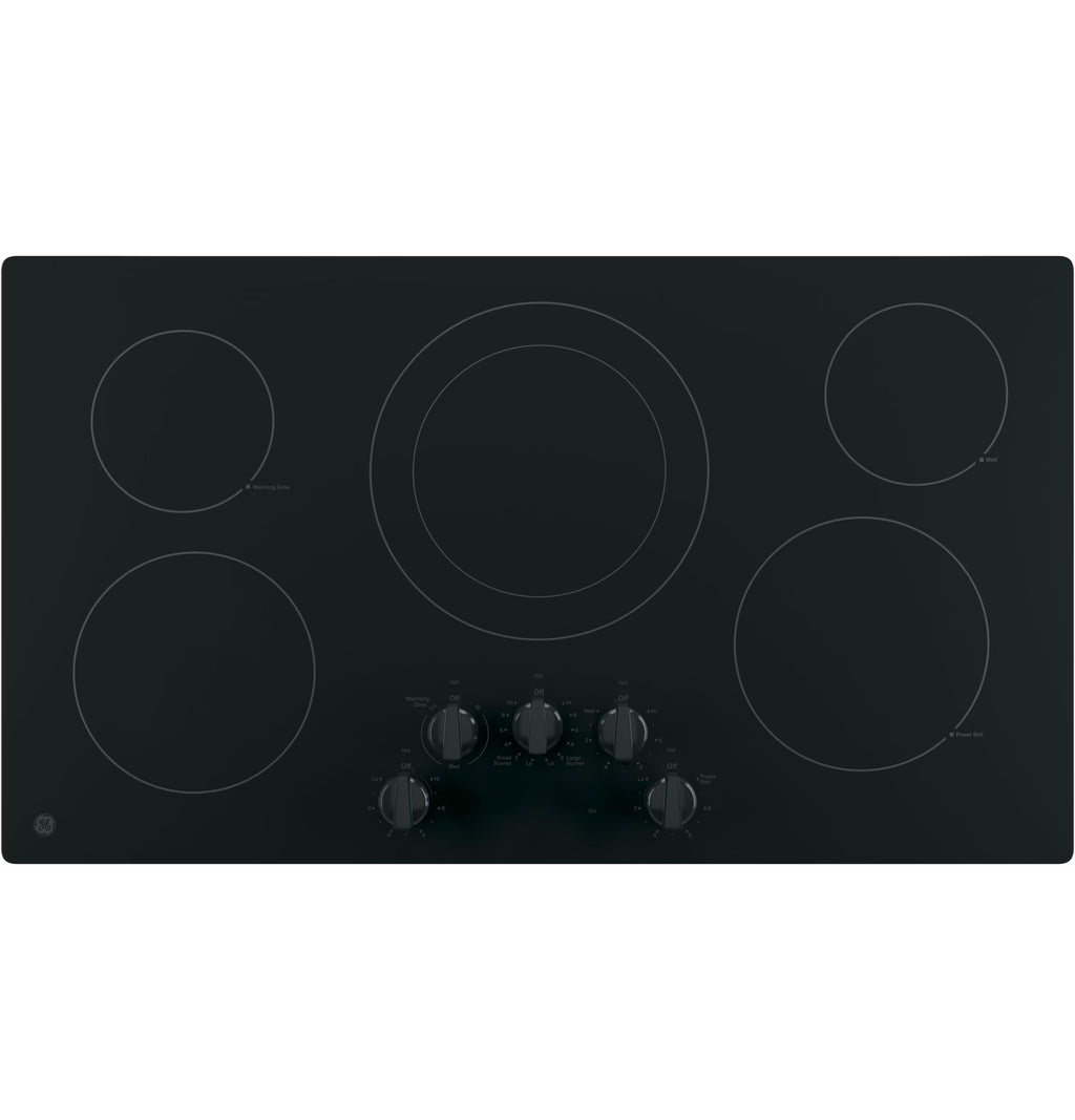 GE® 36" Built-In Knob Control Elec Cooktop 5 radiant elements, Power Boil Dual-Ring model JP3036DLBB