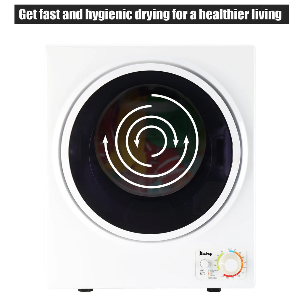 GYM25-78 Compact Portable Household clothes Dryer 1.6cuft with Stainless Steel Drum Black and White 120V MECHANICAL Control ETL Certification