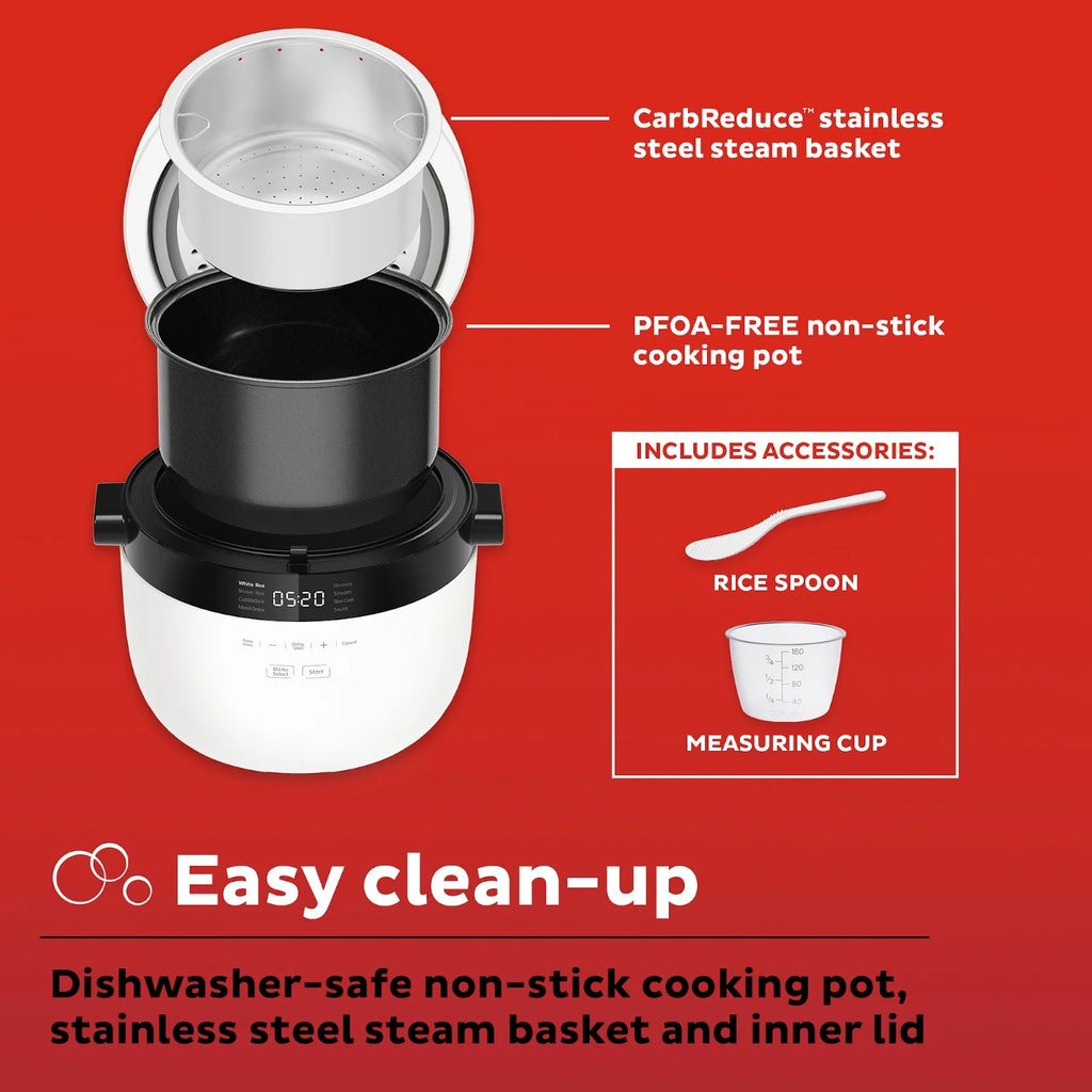 Instant 20-Cup Rice Cooker and Grain Multi-Cooker with 8 Cooking Presets and Carb Reducing Technology