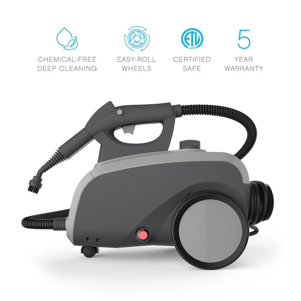 Pure Enrichment PureClean XL Rolling Steam Cleaner - Multi-Purpose Chemical-Free Steam Cleaner with 18 Accessories for Deep Cleaning Floors, Tiles, Grout, Windows, Grills, Ovens, and Vehicles