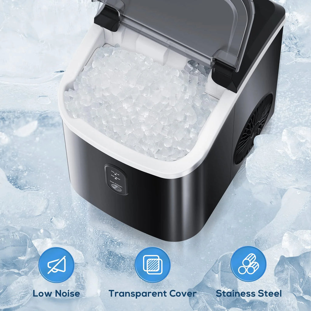Electactic Nugget Ice Maker Countertop, 35lbs/24H, Self-Cleaning, Pebble Portable Ice Machine with Handle (White)