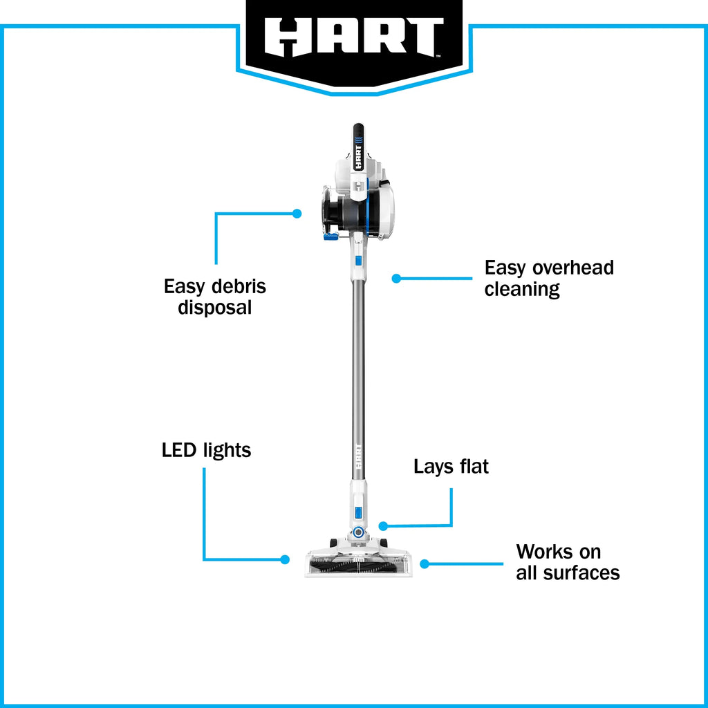 HART 20-Volt Cordless Stick Vacuum Kit, (1) 4.0Ah Lithium-Ion Battery