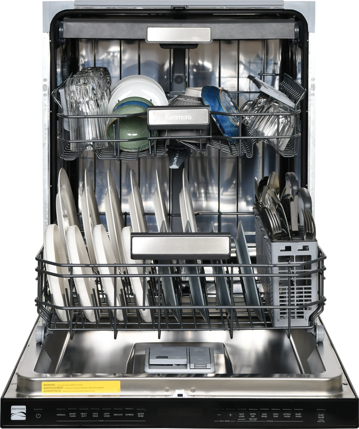 Kenmore 02214639 24" Built-in Stainless Steel Tub Dishwasher, Removeable 3rd Rack, SmartWash, Black