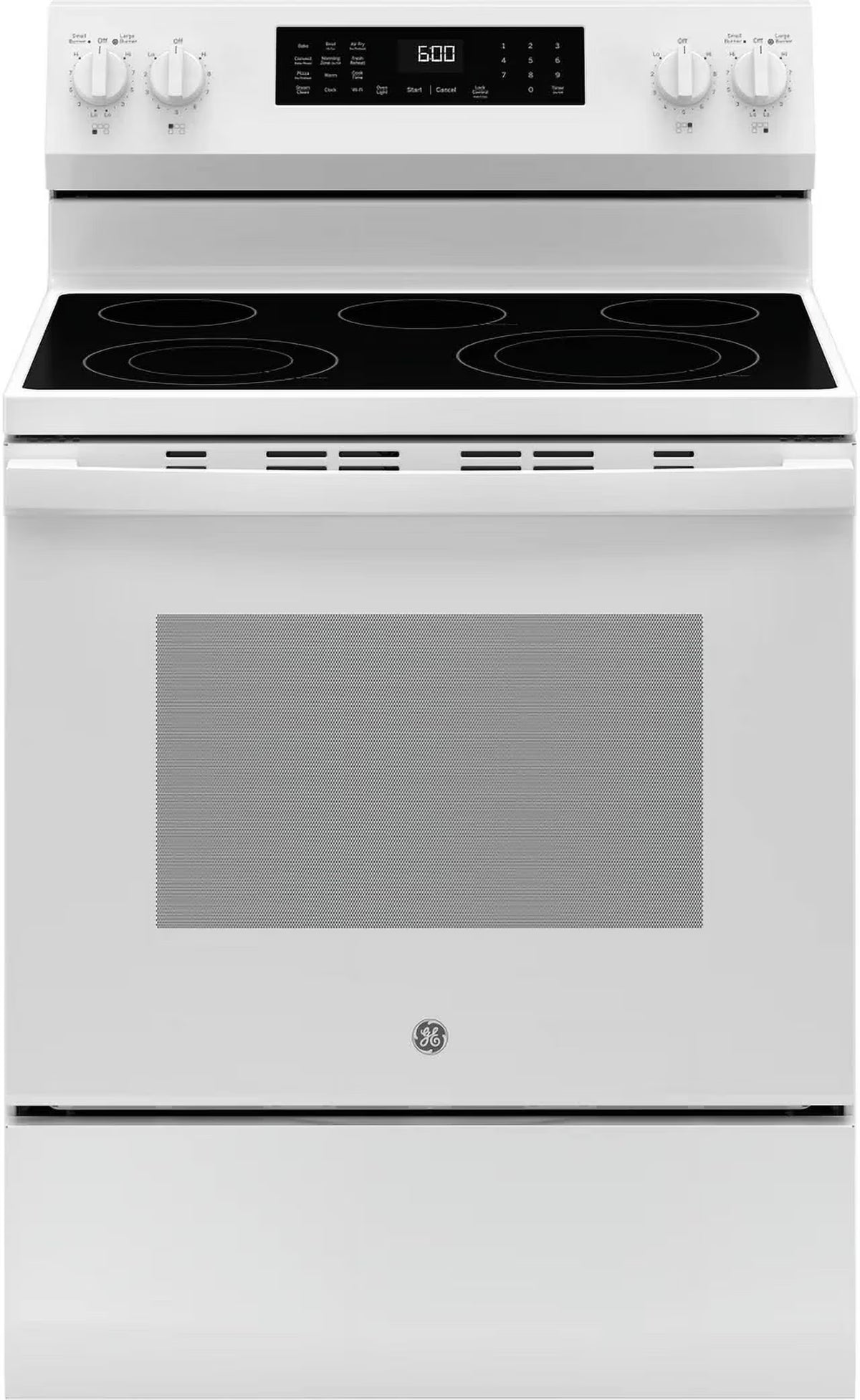 GE 30 Inch Free Standing Radiant Range 5 Element Steam Clean Single Oven GRF600AVWW