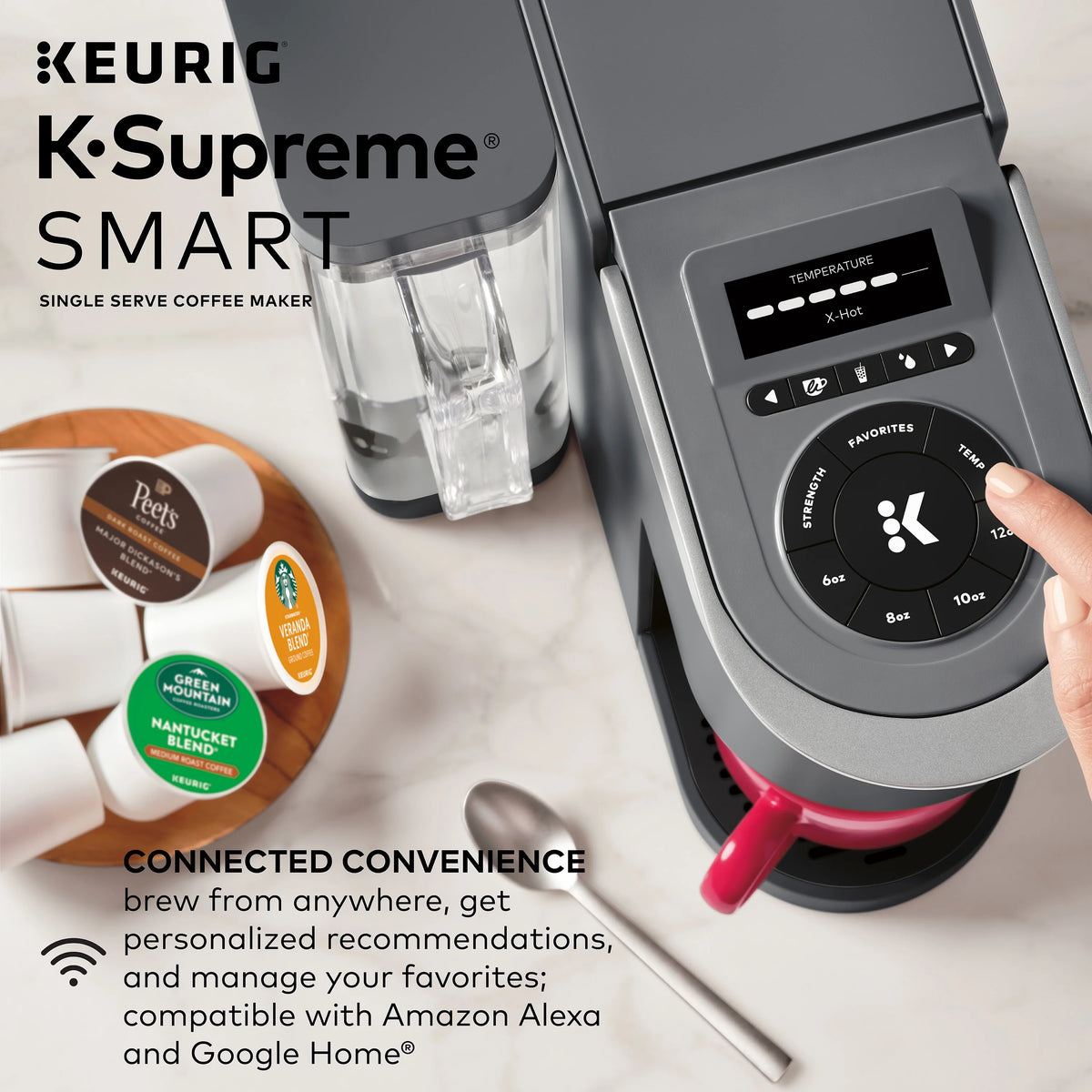 Keurig K-Supreme SMART Coffee Maker, MultiStream Technology, Brews 6-12oz Cup Sizes, White