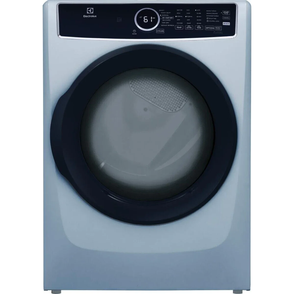 Electrolux 27 Inch Gas Dryer with 8.0 Cu. Ft. Capacity, Moisture Sensor, Reversible Door in Blue ELFG7437AG