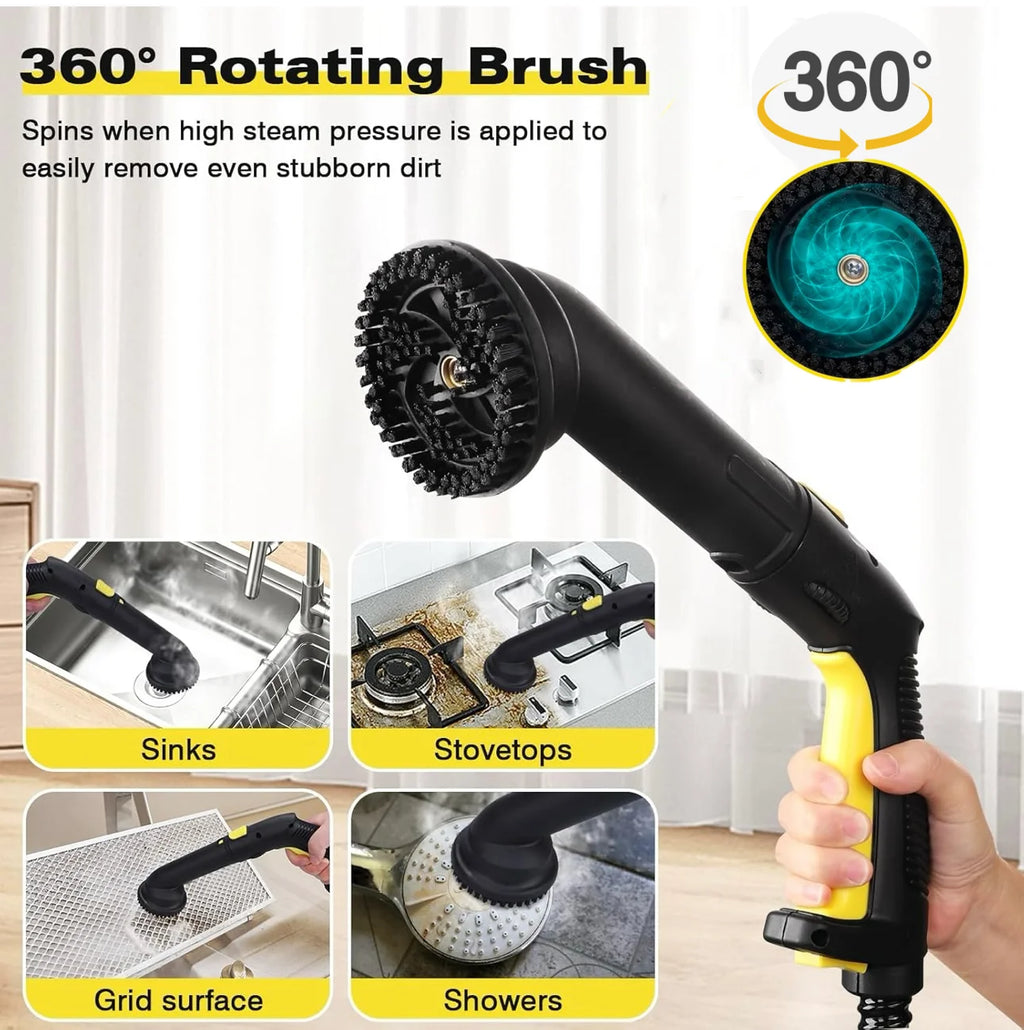 Steam Cleaner, 2-Quart Canister Steamer with 18 Accessories for Floor, Grout, Upholstery, Car Detailing, Kitchen Degreasing & High-Temp Sanitizing