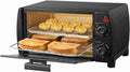 COMFEE' Mini 2-Slice Toaster Oven, Countertop toaster oven, 2-Knobs Easy to Control with Timer for Bake, Broil, Toast, 1000W, Black/White (CO-B08AA(BK))