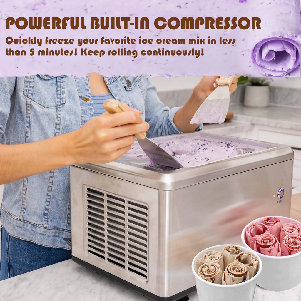 Whynter ICR-300SS Portable Instant Automatic Compressor Ice Cream Maker Frozen Pan Roller in Stainless Steel