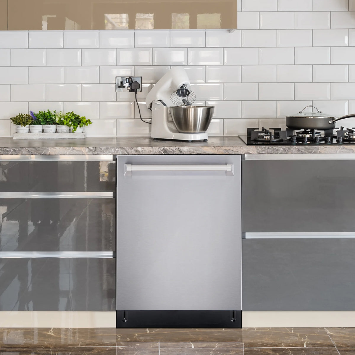 Cosmo COS-DIS6502 24 in. Top Control Built-In Tall Tub Dishwasher in Fingerprint Resistant Stainless Steel