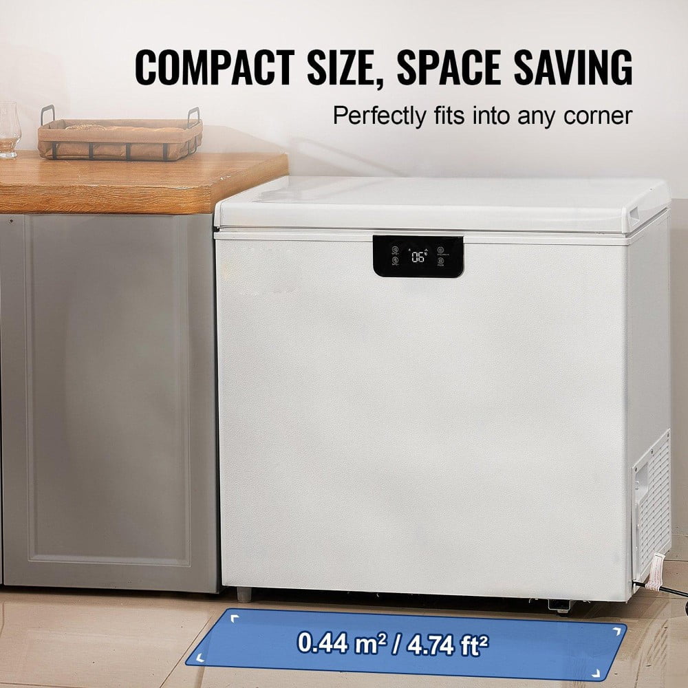 Choco Moon Large Capacity 14.5 Cu.ft Chest Freezer, 345L Storage, 4 Slide-Out Baskets, Lockable Lid, 8 Temp Control Levels, Energy-Efficient LED Lights, 6 Swivel Casters for Easy Mobility