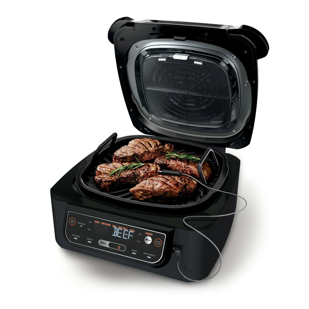 Ninja? Foodi? Smart 5-in-1 Indoor Grill with 4-Quart Air Fryer, Roast, Bake, Dehydrate, and Smart Cook System, LG451BK