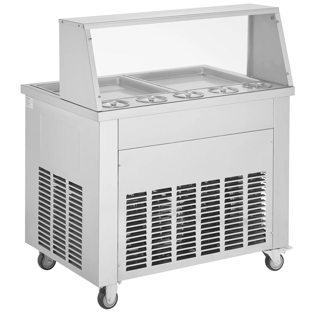 KFFKFF Fried Ice Cream Roll Machine - A Rolled Ice Cream Maker with Two 13.8x13.8 Inch Pans