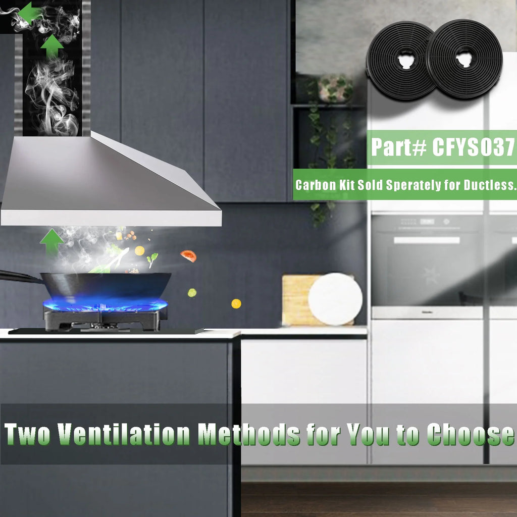 Wall Mount Range Hood 30 inch Stainless Steel Stove Hood Ducted Ductless Vent Hood Touch Control