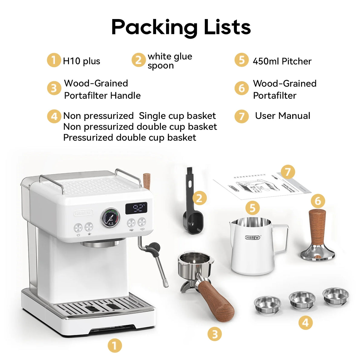 HiBREW H10PLUS 20Bar Espresso Coffee Machine with Adjustable Temperature & Steam