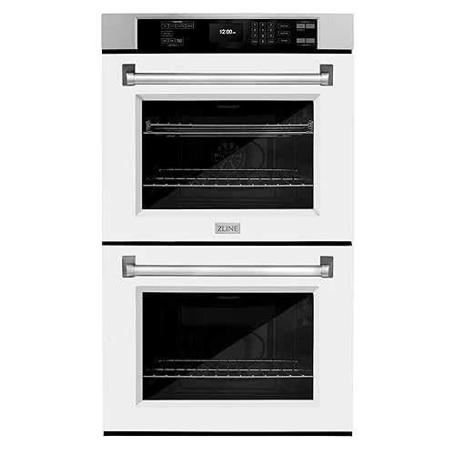 ZLINE 30 in. Professional Convection Double Wall Oven with Air Fry and Self Clean in Stainless Steel with White Matte Doors (WAD-WM-30)