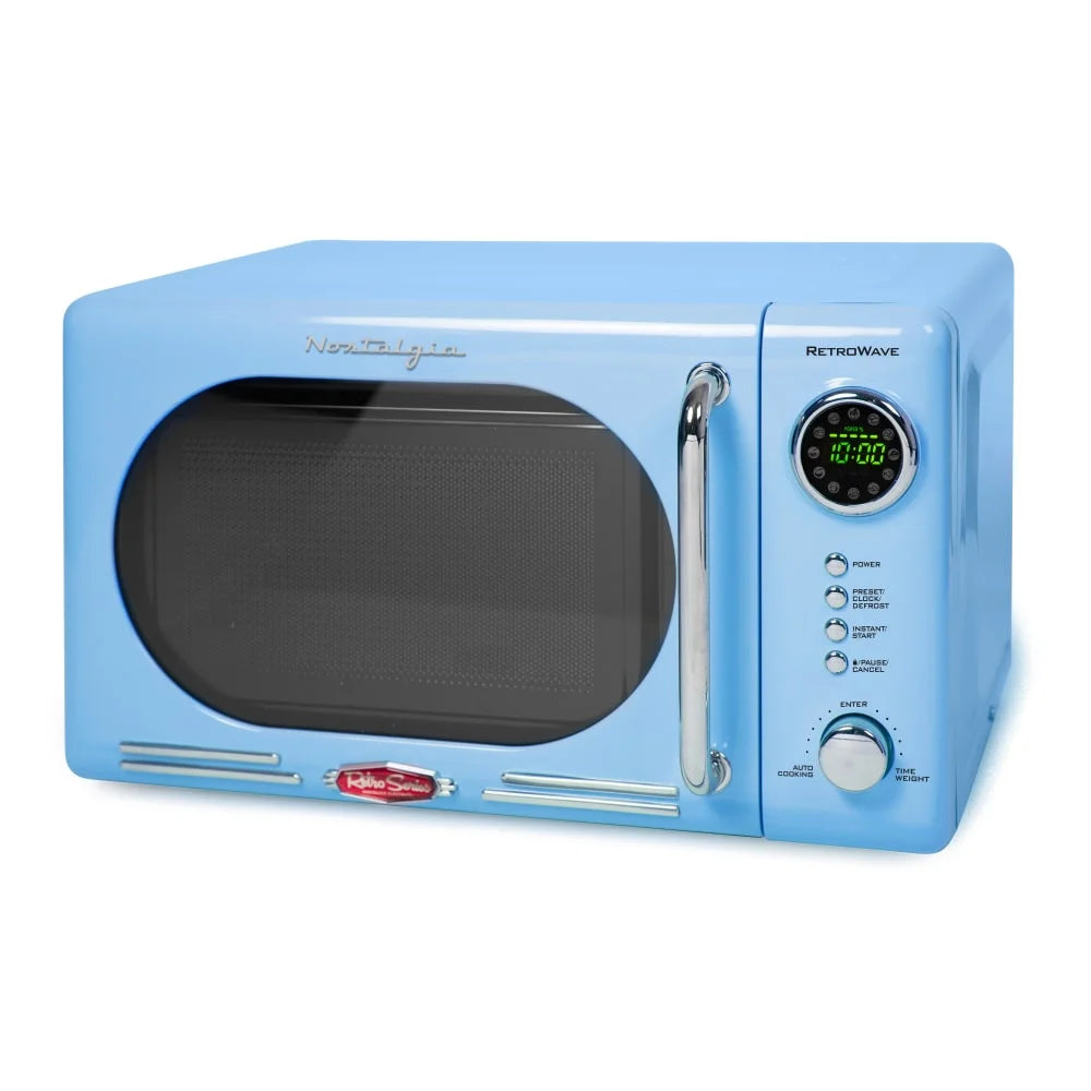 Nostalgia Retro Compact Countertop Microwave Oven - 0.7 Cu. Ft. - 700-Watts with LED Digital Display - Child Lock - Easy Clean Interior - Orange