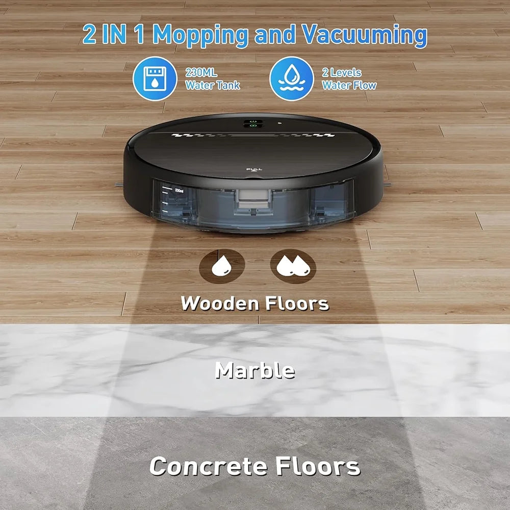MANVN Robot Vacuum and Mop Combo, 2 in1 with Schedule, Wi-Fi/App, 2300Pa Max Suction